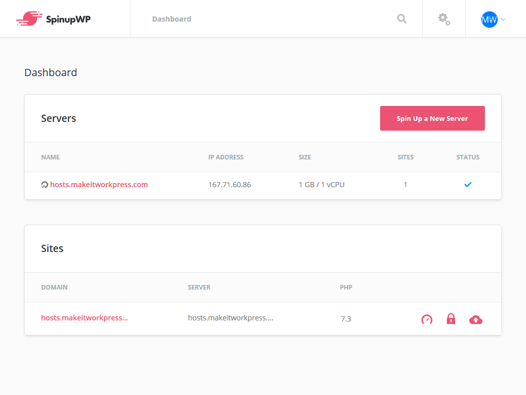 SpinupWP Dashboard