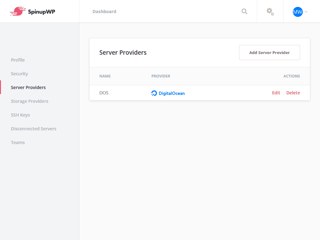 Spinup WP supports multiple server providers