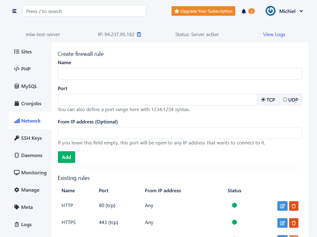 Toevoegen van firewall regels