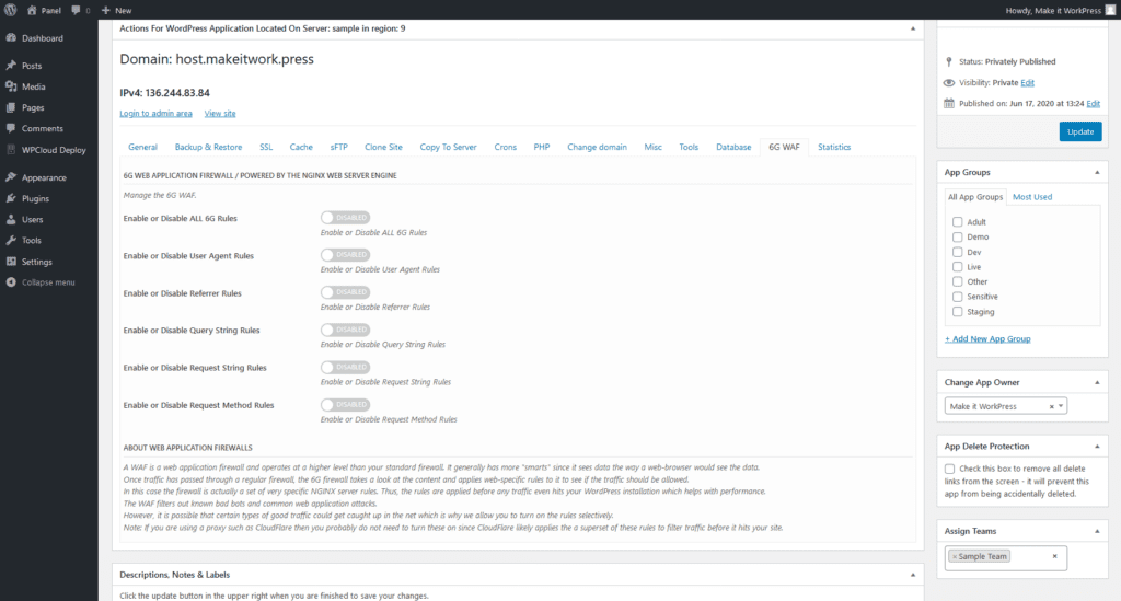 WPCloud Deploy Review Application Firewall
