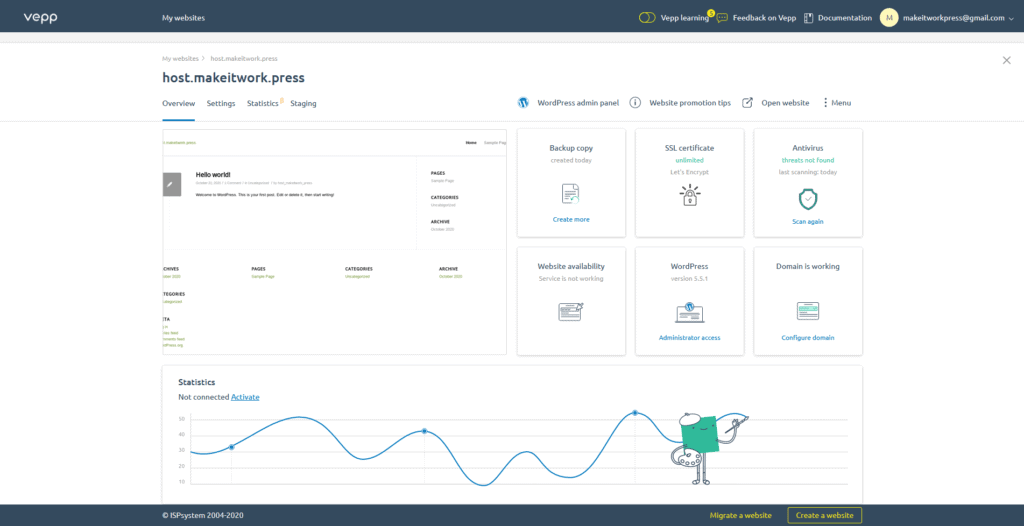 Vepp Hosting Panel Website Overview