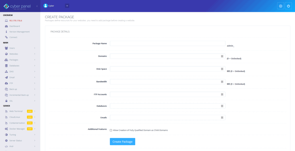 CyberPanel (voor WordPress) 1