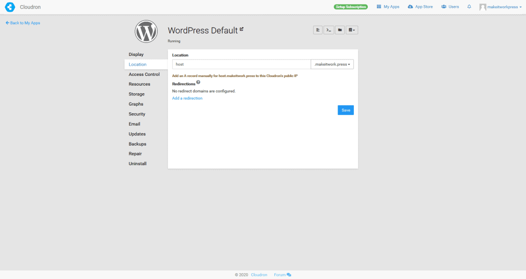 Cloudron (voor WordPress) 1