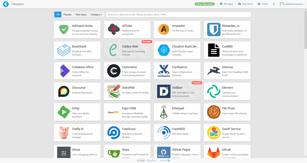 Cloudron Review: apps aangeboden door Cloudron