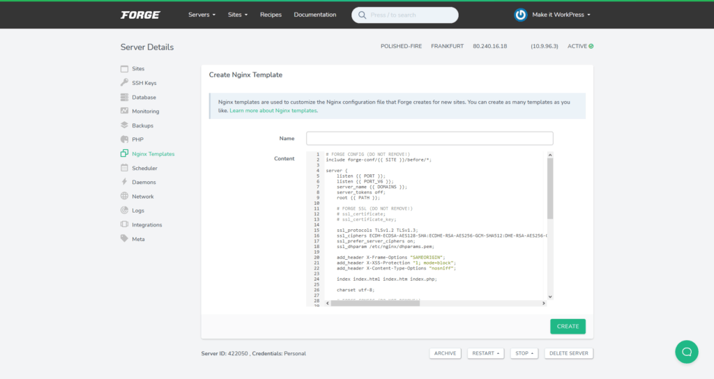 Laravel Forge: Nginx Templates