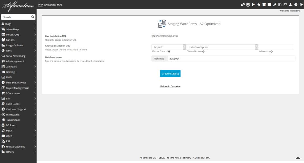 Creating staging with the regular plans