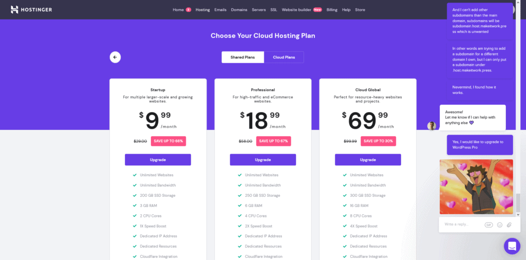 Hostinger Review Upgrade Subscription