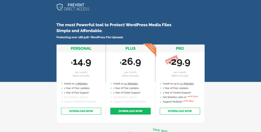 Prevent Direct Access Pricing Page