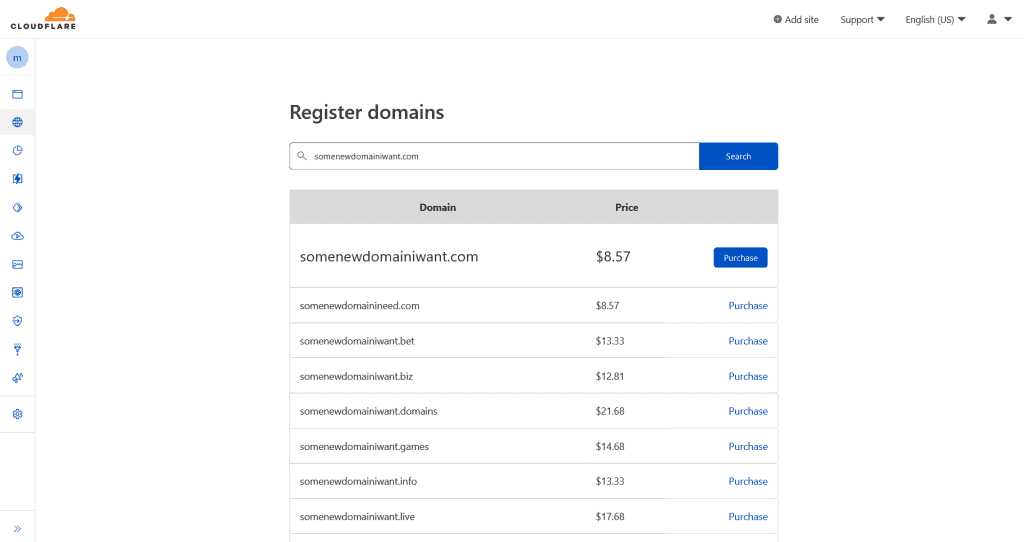 Register a domain at Cloudflare