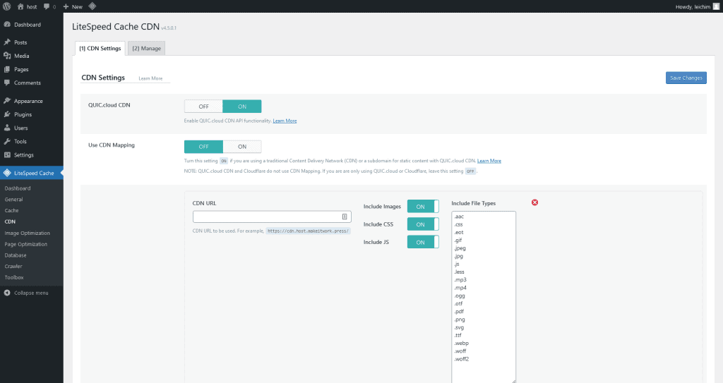 Litespeed Cache CDN Settings