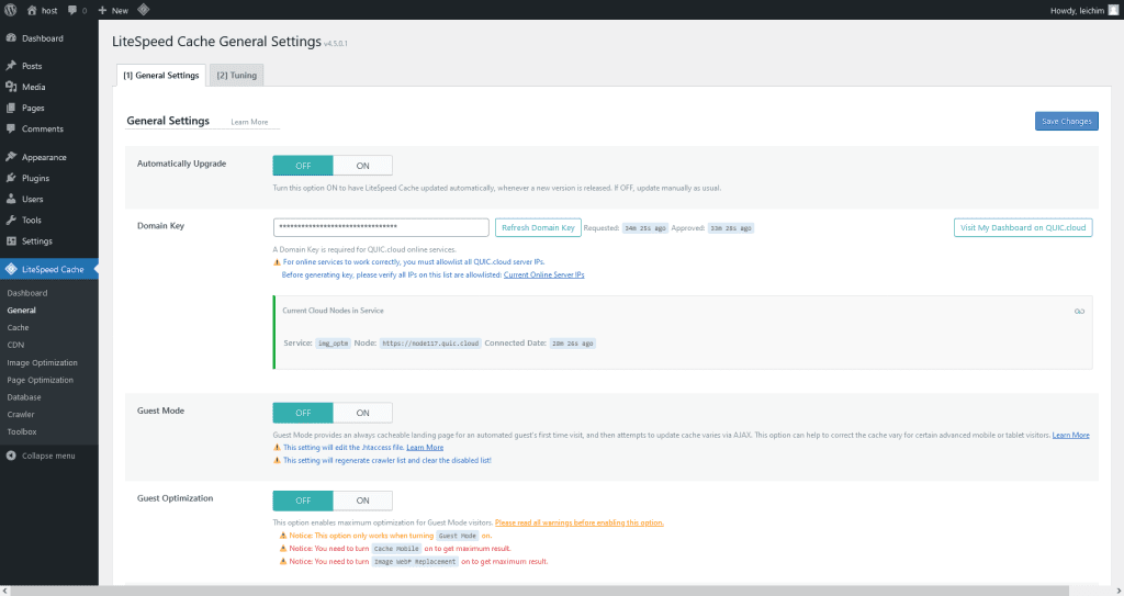 quic.cloud requesting a domain key