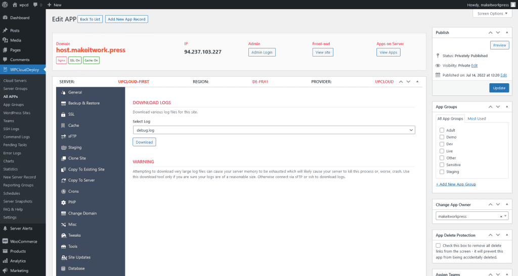 WPCloudDeploy debug logs